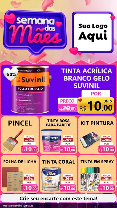 Modelo de Rede Social para Stories com o tema Semana das Mães para Tintas e Ferramentas