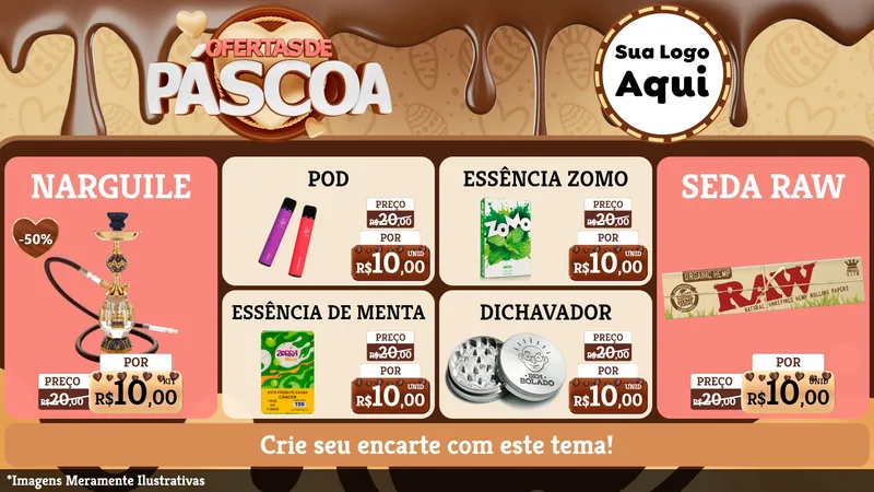 Modelo de TV para TV Horizontal com o tema Ofertas de Páscoa para Tabacaria