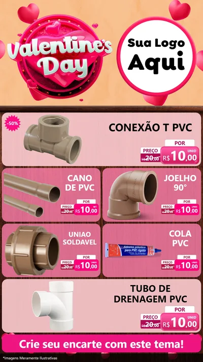 Modelo de TV para TV Vertical com o tema Valentine's Day para Tubos e conexões