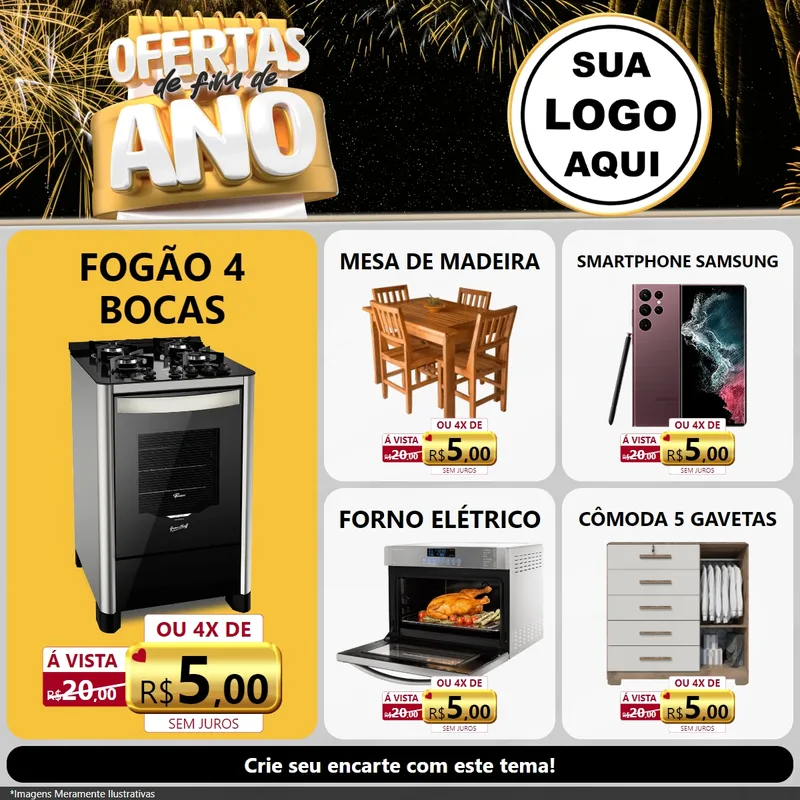 Modelo de Rede Social para Feed Facebook com o tema Ofertas de Fim de Ano para Móveis e Eletro