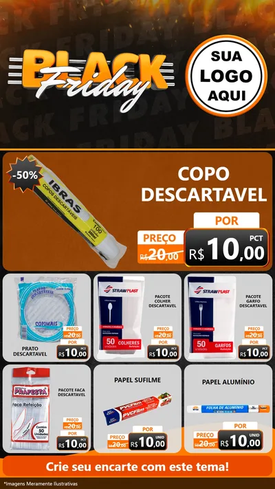 Modelo de Rede Social para Stories com o tema Black Friday para Embalagens