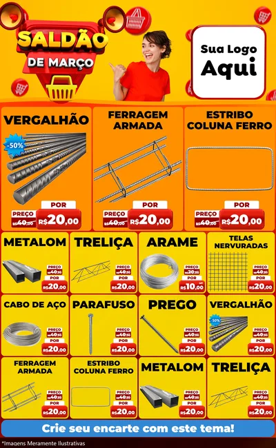 Modelo de Encarte para Encarte Grande com o tema Saldão de Março para Ferragens