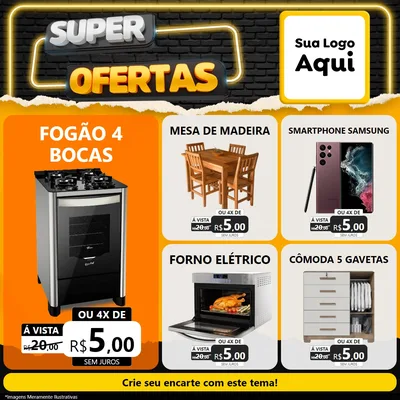 Modelo de Rede Social para Feed Facebook com o tema Super Ofertas para Móveis e Eletro