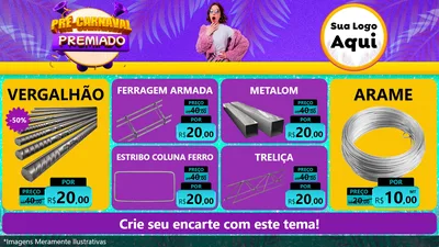 Modelo de TV para TV Horizontal com o tema Pré-Carnaval Premiado para Ferragens