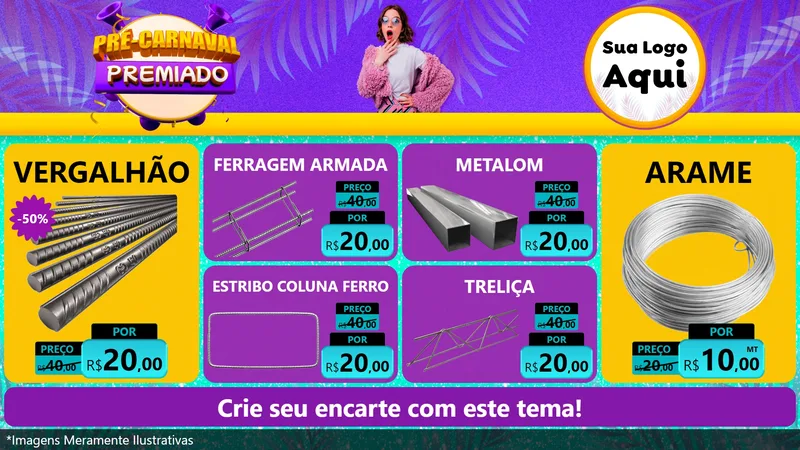 Modelo de TV para TV Horizontal com o tema Pré-Carnaval Premiado para Ferragens