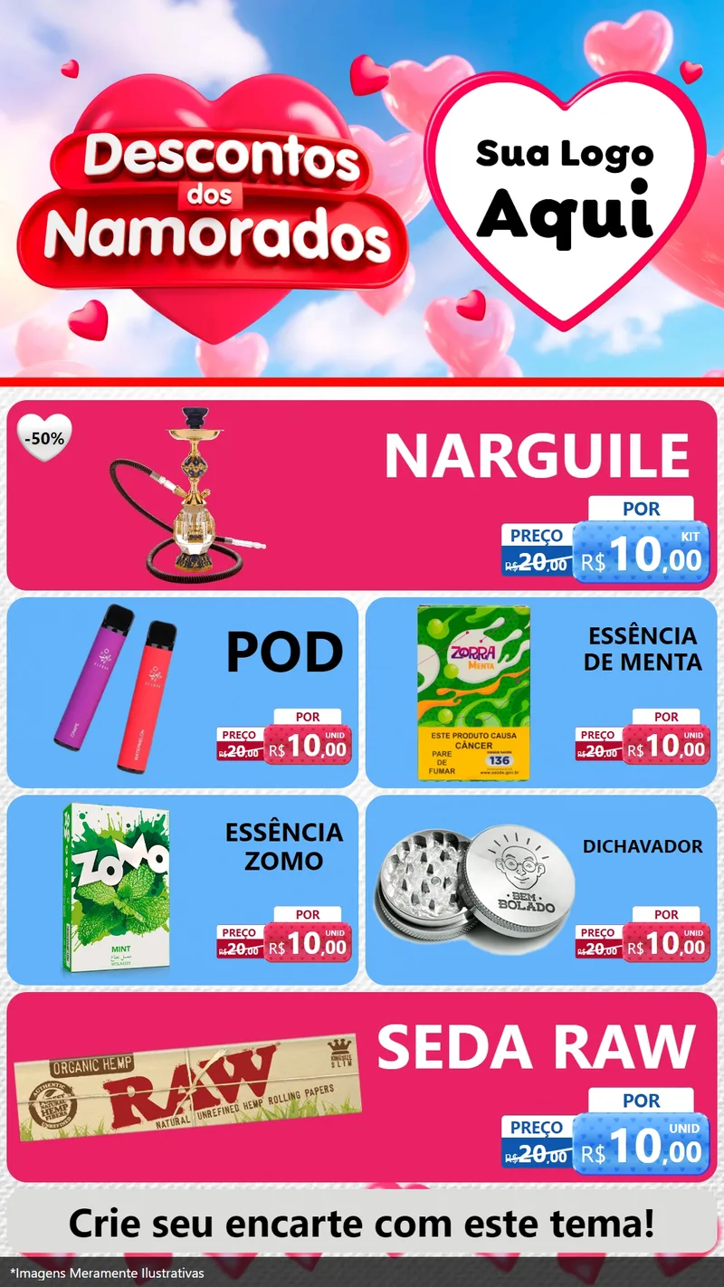 Modelo de TV para TV Vertical com o tema Descontos dos Namorados para Tabacaria