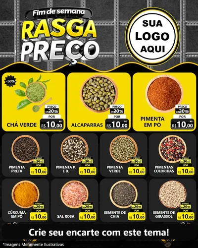 Modelo de Rede Social para Feed Instagram com o tema Fim de Semana Rasga Preço para Produtos Naturais