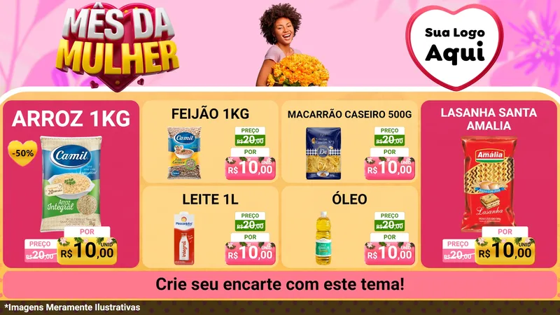 Modelo de TV para TV Horizontal com o tema Mês da Mulher para Supermercado