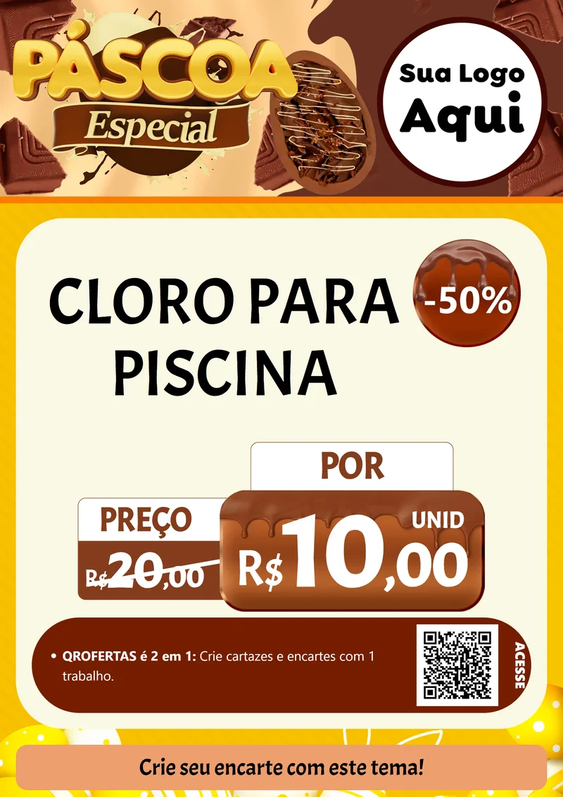 Modelo de Cartaz para Cartaz A4 Vertical com o tema Páscoa Especial para Produtos para Piscina