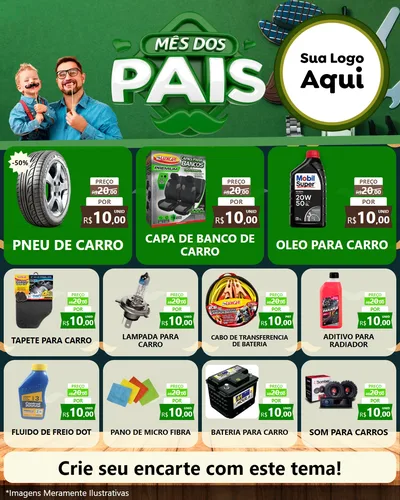 Modelo de Rede Social para Feed Instagram com o tema Mês dos Pais para Auto peças