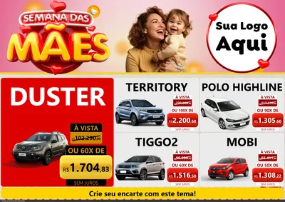 Modelo de Encarte para Encarte A4 Horizontal com o tema Semana das Mães para Concessionaria de Carros