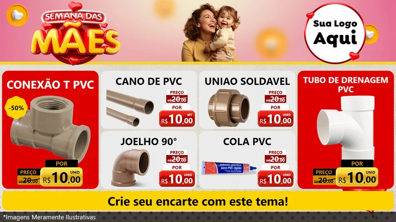 Modelo de TV para TV Horizontal com o tema Semana das Mães para Tubos e conexões