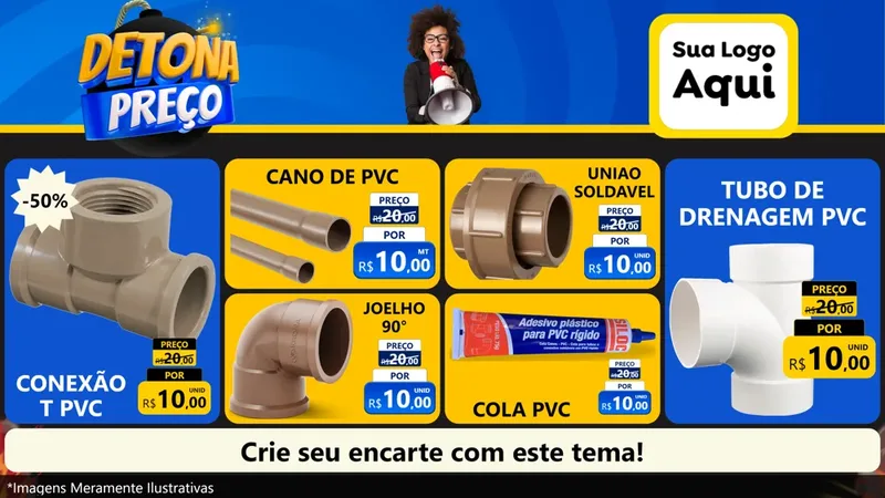 Modelo de TV para TV Horizontal com o tema Detona Preços para Tubos e conexões