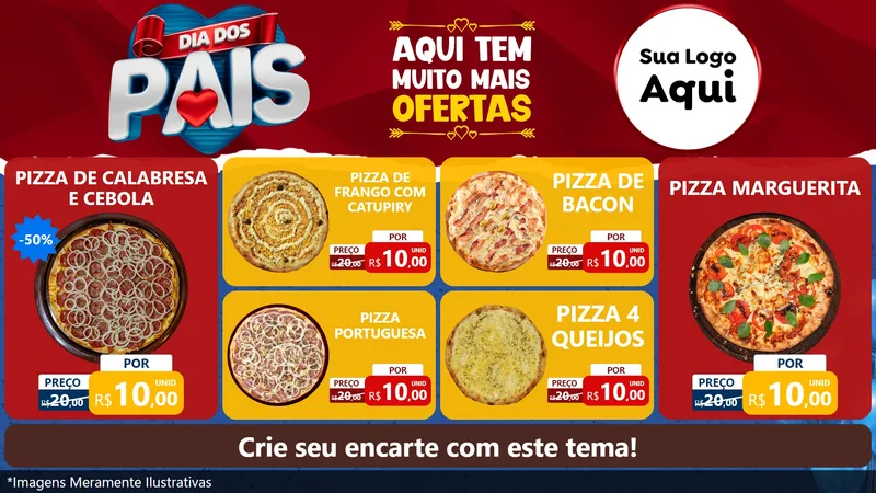 Modelo de TV para TV Horizontal com o tema Dia dos Pais para Pizzaria
