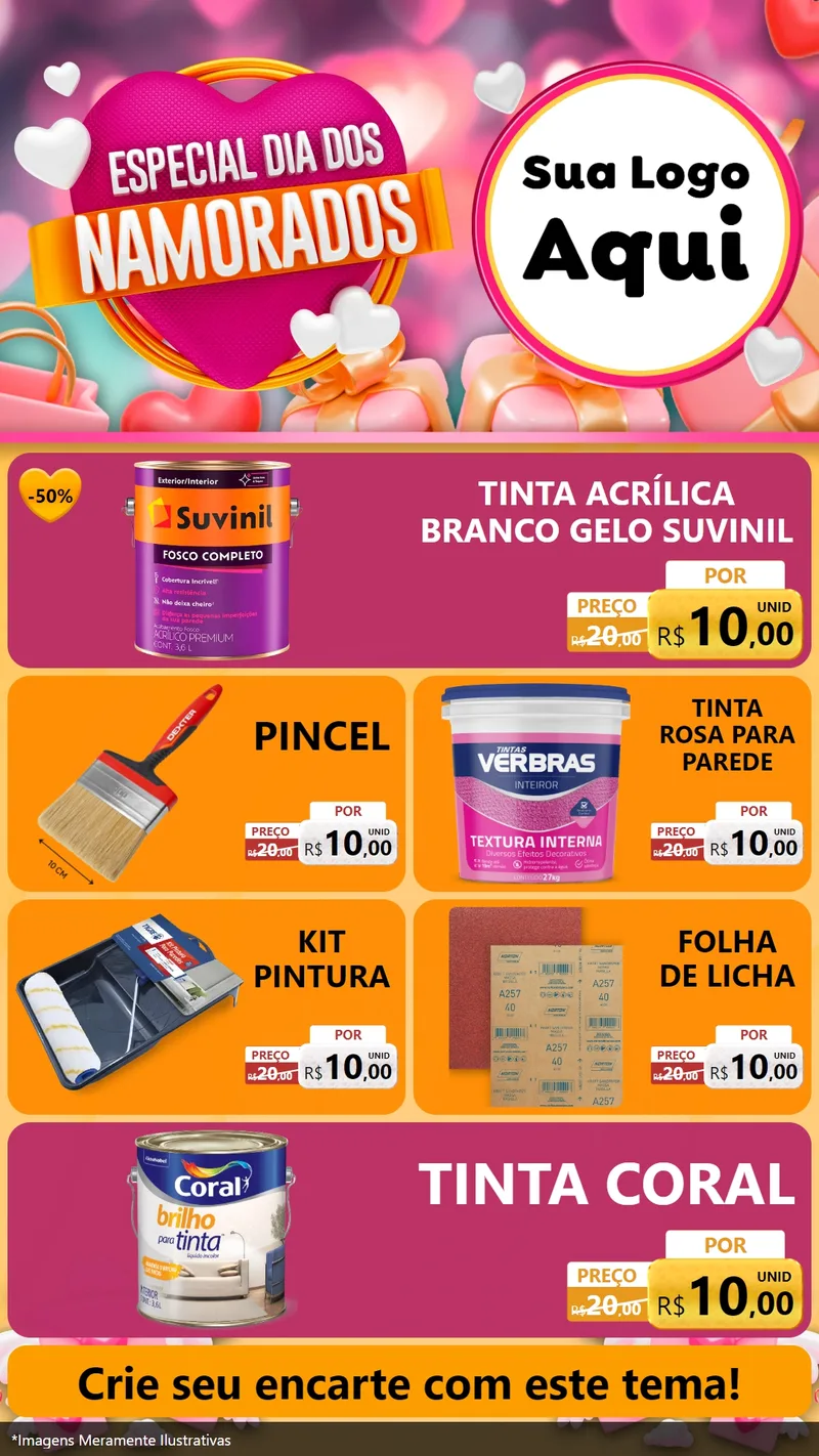 Modelo de TV para TV Vertical com o tema Especial Dia dos Namorados para Tintas e Ferramentas