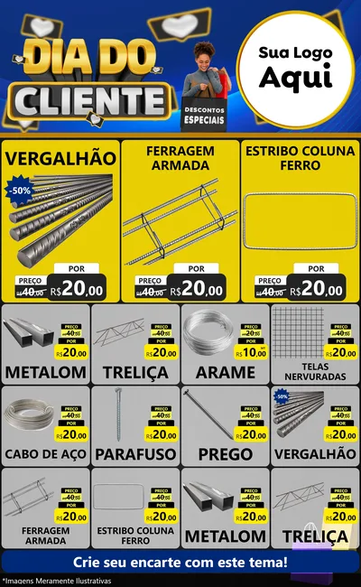Modelo de Encarte para Encarte Grande com o tema Dia Do Cliente para Ferragens