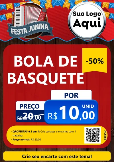 Modelo de Cartaz para Cartaz A4 Vertical com o tema Festa Junina para Artigos Esportivos