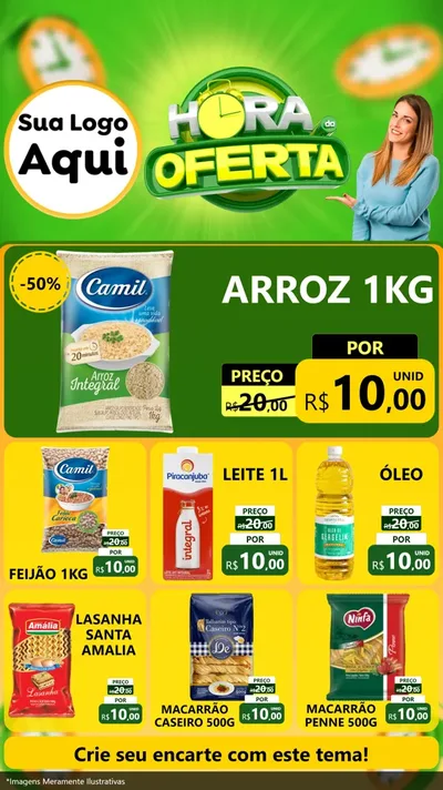 Modelo de Rede Social para Stories com o tema Hora da Oferta para Supermercado