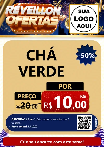 Modelo de Cartaz para Cartaz A4 Vertical com o tema Réveillon de Ofertas para Produtos Naturais