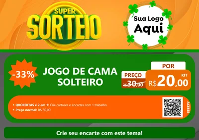 Modelo de Cartaz para Cartaz A4 Horizontal com o tema Super Sorteio para Cama, Mesa e Banho