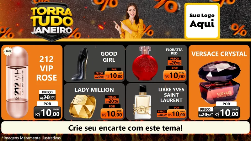 Modelo de TV para TV Horizontal com o tema Torra Tudo Janeiro para Perfumes
