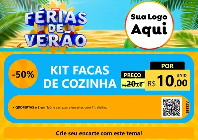 Modelo de Cartaz para Cartaz A4 Horizontal com o tema Férias de Verão para Utilidades Domésticas