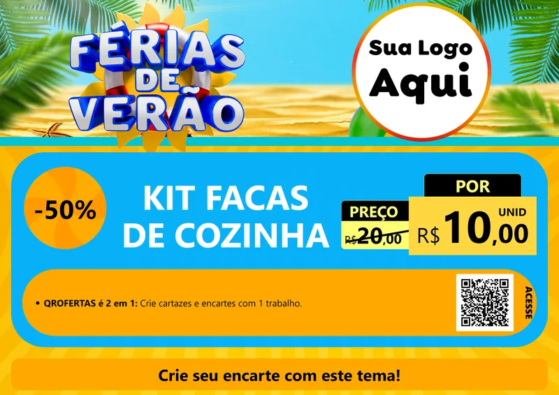 Modelo de Cartaz para Cartaz A4 Horizontal com o tema Férias de Verão para Utilidades Domésticas