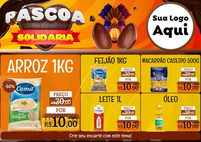 Modelo de Encarte para Encarte A4 Horizontal com o tema Páscoa Solidária para Supermercado