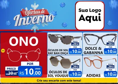 Modelo de Encarte para Encarte A4 Horizontal com o tema Ofertas de Inverno para Óticas