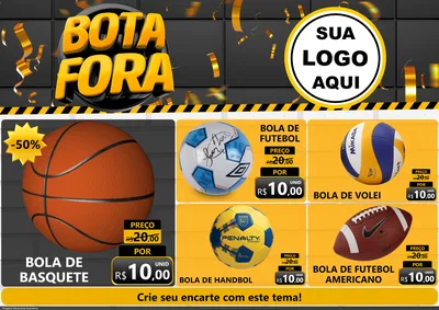 Modelo de Encarte para Encarte A4 Horizontal com o tema Bota Fora para Artigos Esportivos