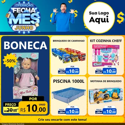 Modelo de Rede Social para Feed Facebook com o tema Operação Fecha Mês, Junho para Brinquedos
