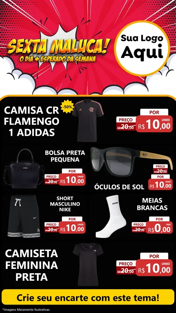 Modelo de TV para TV Vertical com o tema Sexta Maluca! para Roupas e acessórios