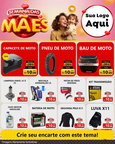 Modelo de Rede Social para Feed Instagram com o tema Semana das Mães para Moto peças