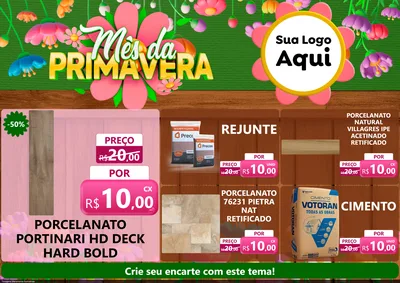 Modelo de Encarte para Encarte A4 Horizontal com o tema Mês da Primavera para Pisos e revestimentos