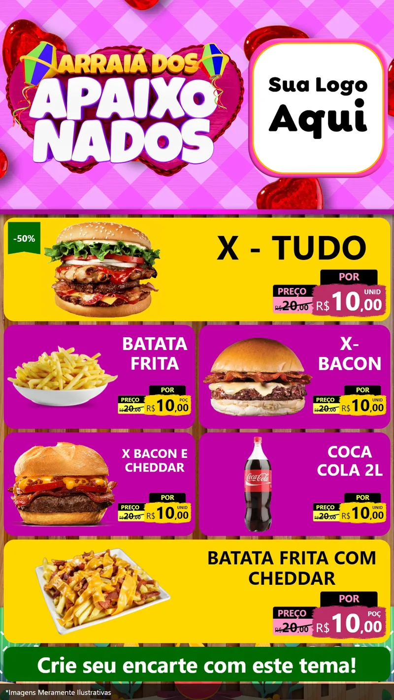 Modelo de TV para TV Vertical com o tema Arraiá dos Apaixonados para Hamburgueria