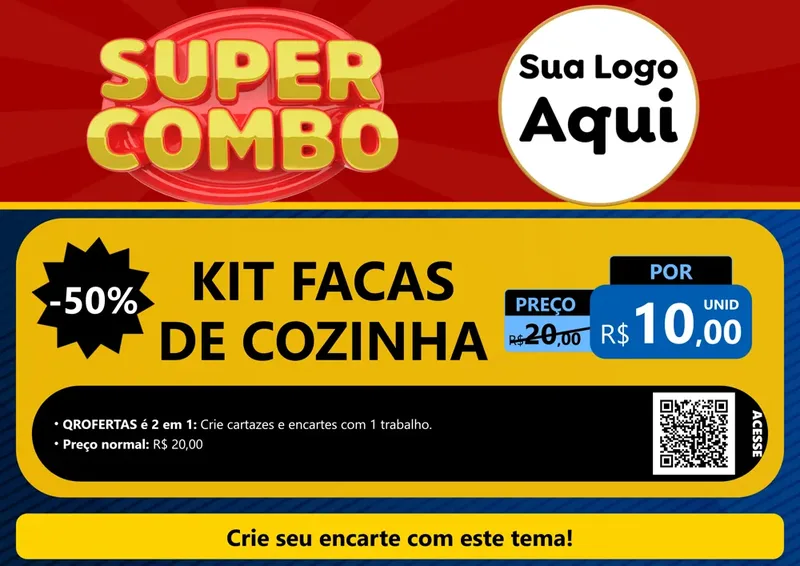 Modelo de Cartaz para Cartaz A4 Horizontal com o tema Super Combo para Utilidades Domésticas