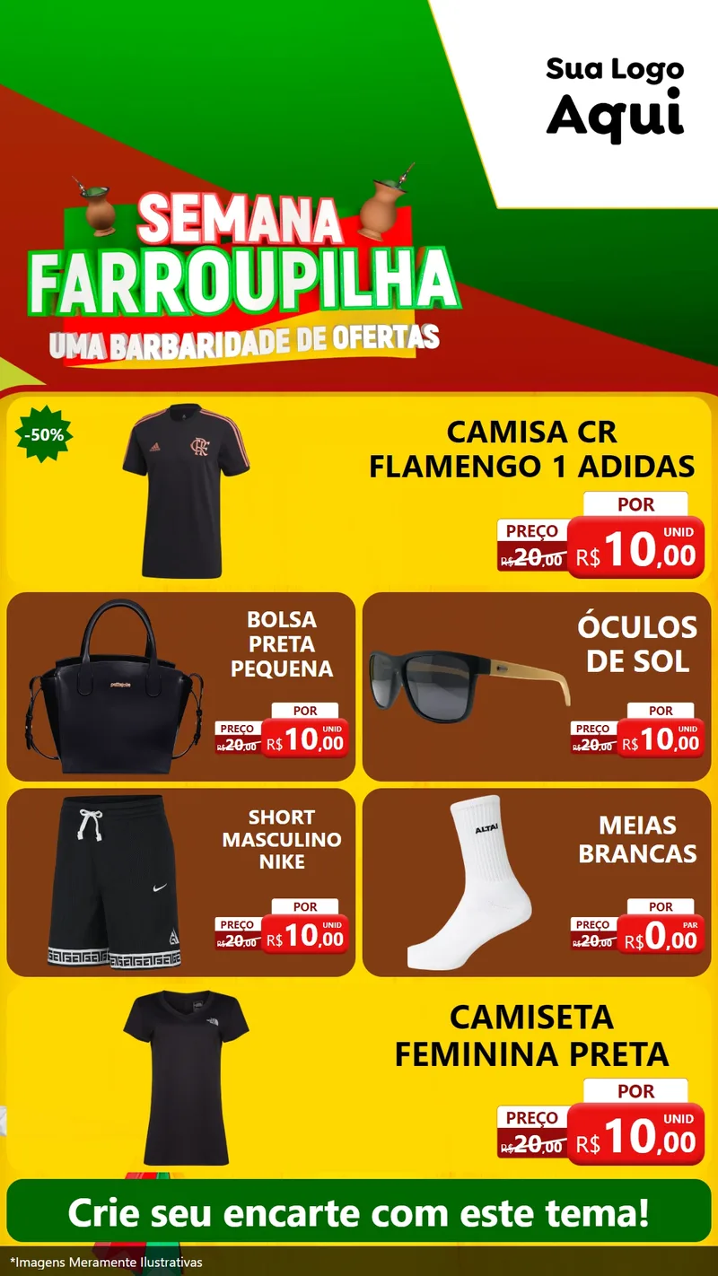 Modelo de TV para TV Vertical com o tema Semana Farroupilha - Uma Barbaridade de Ofertas para Roupas e acessórios