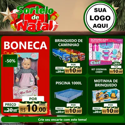 Modelo de Rede Social para Feed Facebook com o tema Sorteio de Natal para Brinquedos