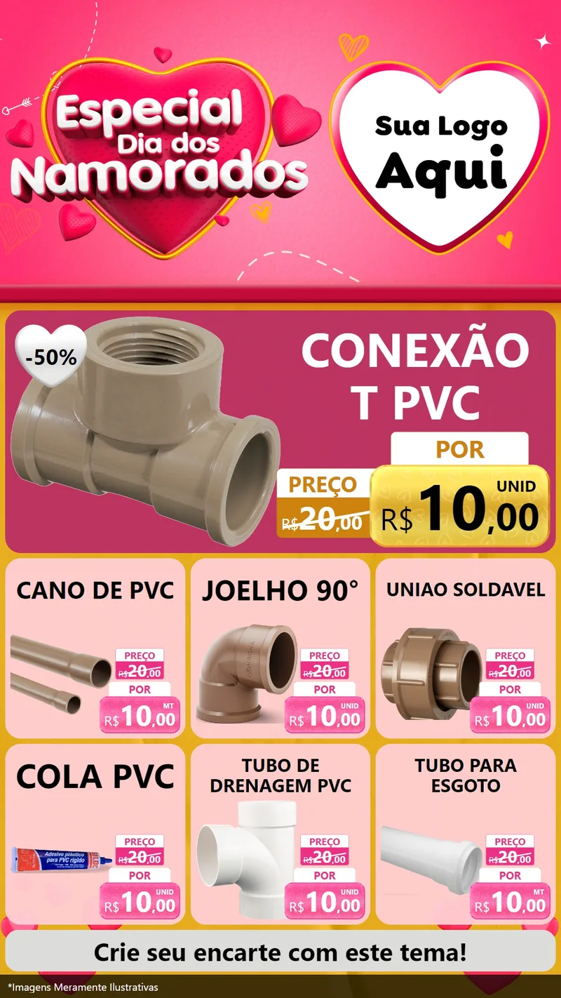 Modelo de Rede Social para Stories com o tema Especial Dia dos Namorados para Tubos e conexões