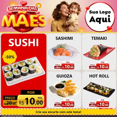Modelo de Rede Social para Feed Facebook com o tema Semana das Mães para Comida japonesa