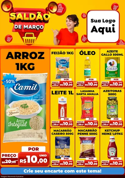 Modelo de Encarte para Encarte A4 Vertical com o tema Saldão de Março para Supermercado
