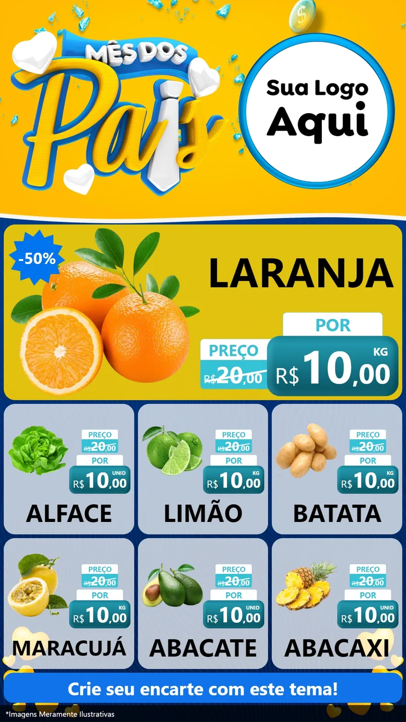 Modelo de Rede Social para Stories com o tema Mês dos Pais para Hortifrúti