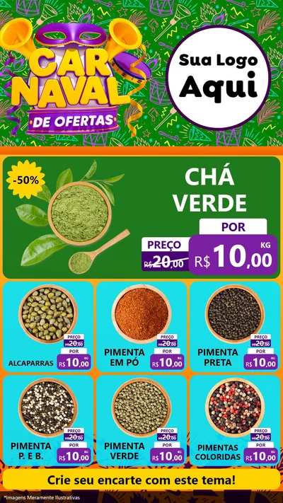 Modelo de Rede Social para Stories com o tema Carnaval de Ofertas para Produtos Naturais