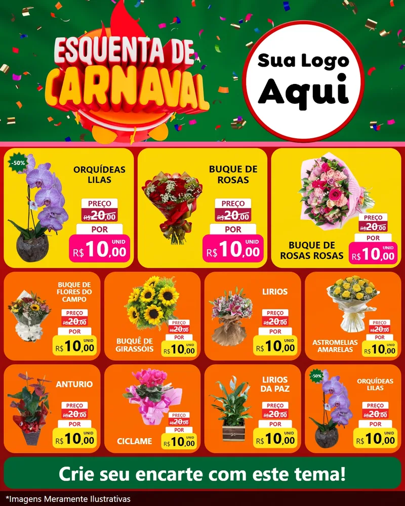 Modelo de Rede Social para Feed Instagram com o tema Esquenta de Carnaval para Floricultura e jardim