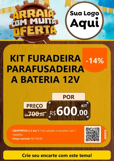 Modelo de Cartaz para Cartaz A4 Vertical com o tema Ofertas de São João - Junina para Maquinas e Ferramentas