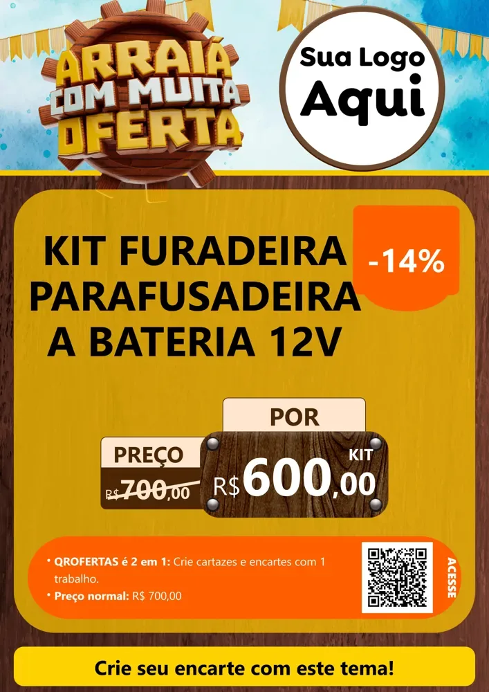 Modelo de Cartaz para Cartaz A4 Vertical com o tema Ofertas de São João - Junina para Maquinas e Ferramentas