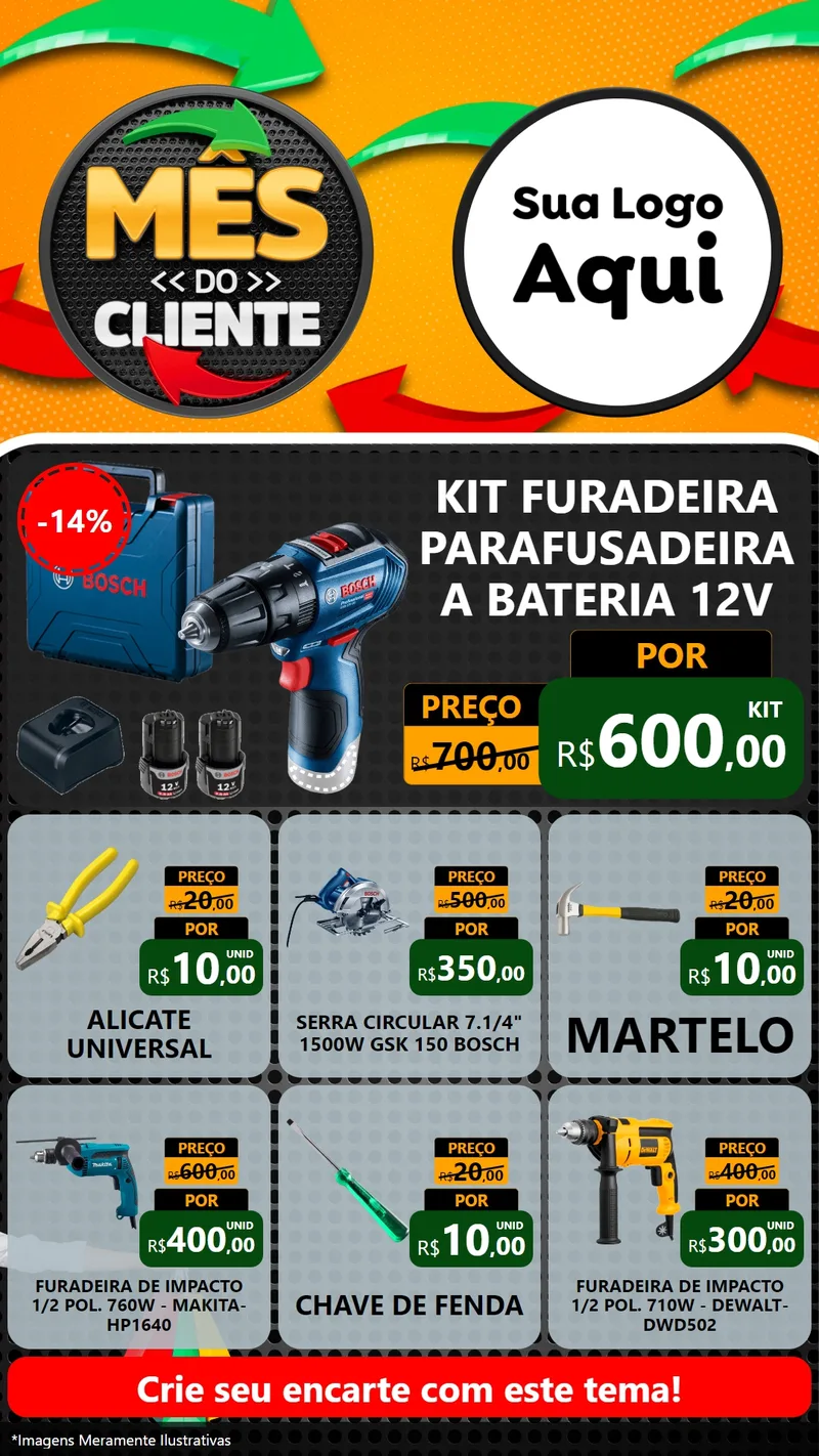 Modelo de Rede Social para Stories com o tema Mês do Cliente para Maquinas e Ferramentas