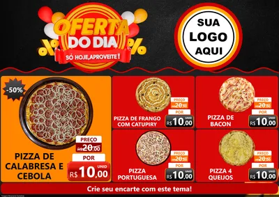 Modelo de Encarte para Encarte A4 Horizontal com o tema Oferta do Dia - Só hoje, Aproveite! para Pizzaria