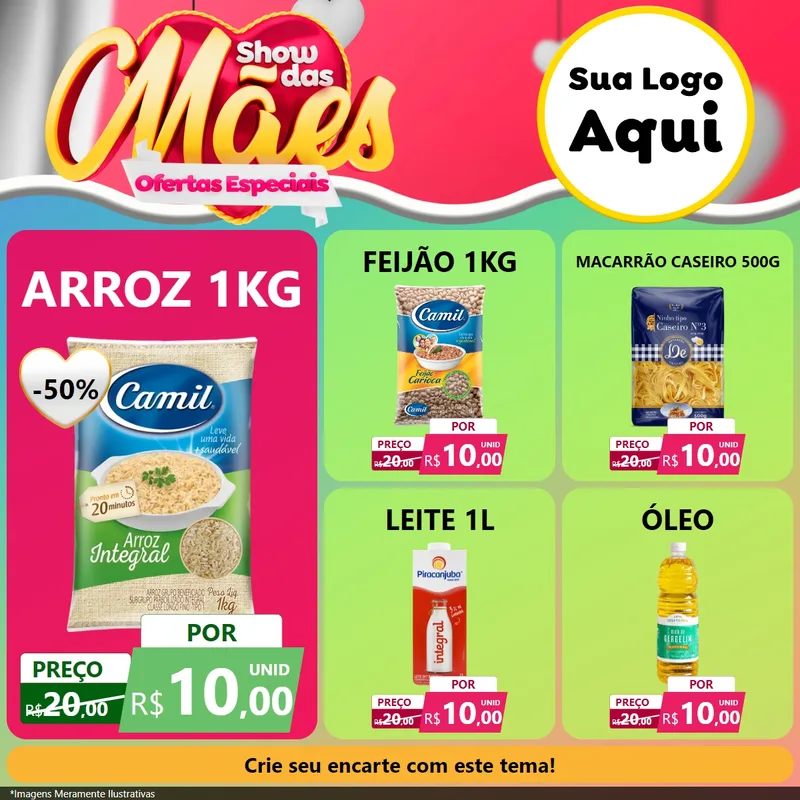 Modelo de Rede Social para Feed Facebook com o tema Show das Mães - Ofertas Especiais para Supermercado
