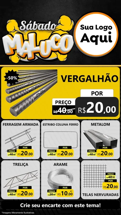 Modelo de Rede Social para Stories com o tema Sábado Maluco para Ferragens
